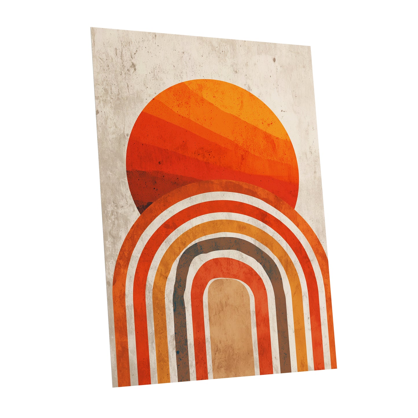 Retro Orange Sunset Rainbow Arch Abstract Art