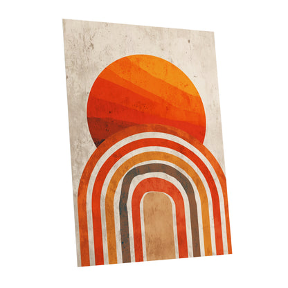 Retro Orange Sunset Rainbow Arch Abstract Art