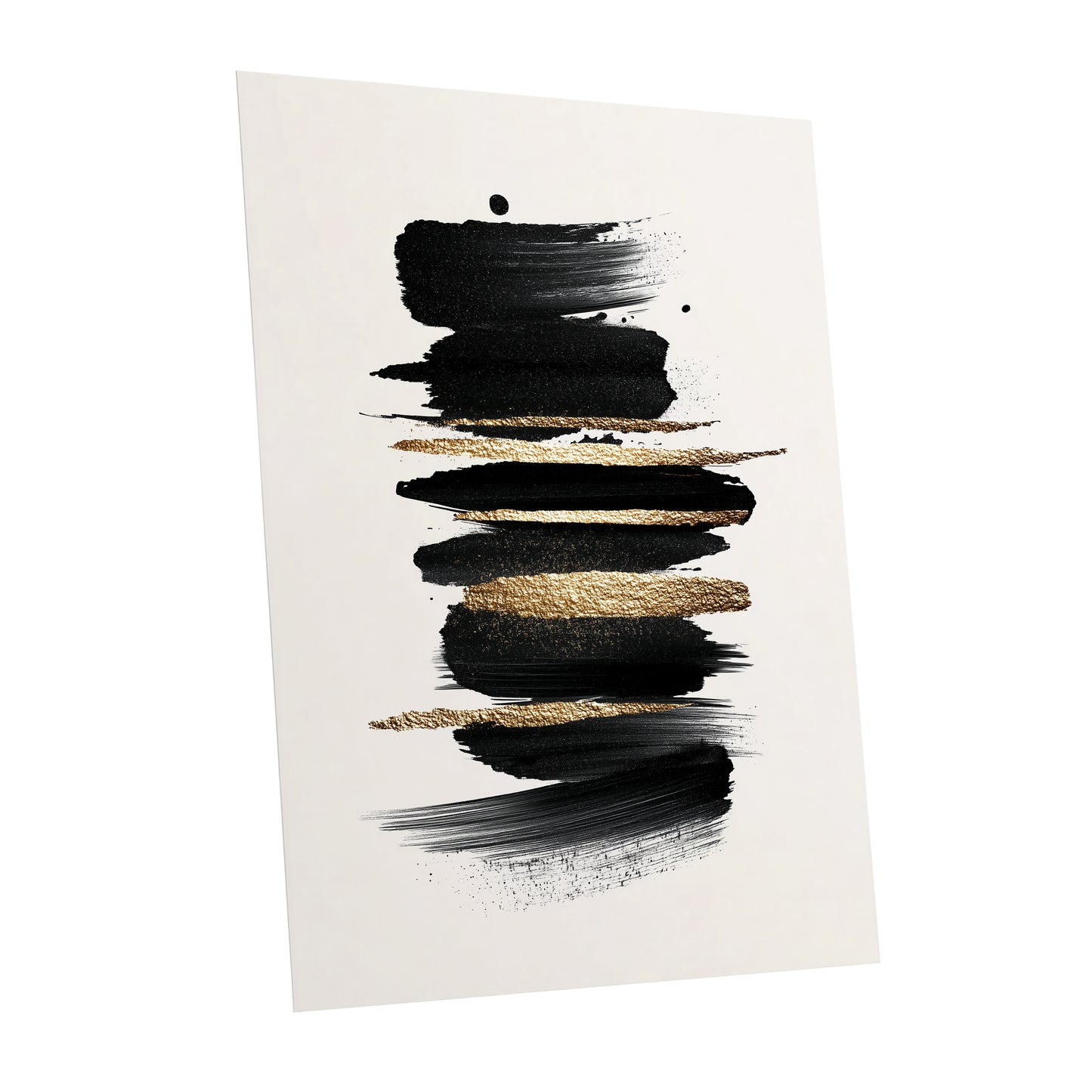 Black and Gold Abstract Brushstroke Wall Art