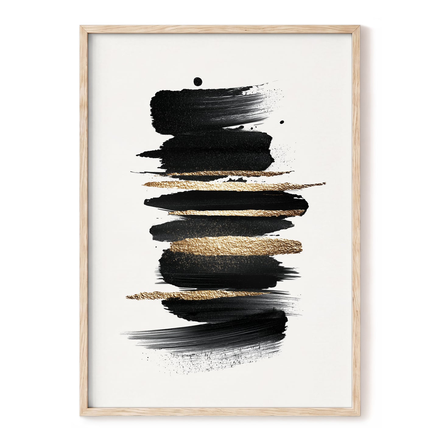 Black and Gold Abstract Brushstroke Wall Art