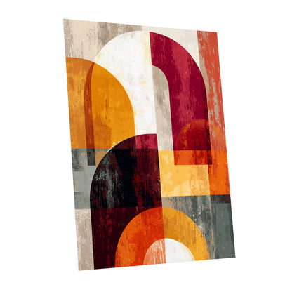 Retro Orange Burgundy Geometric Arch Abstract Art