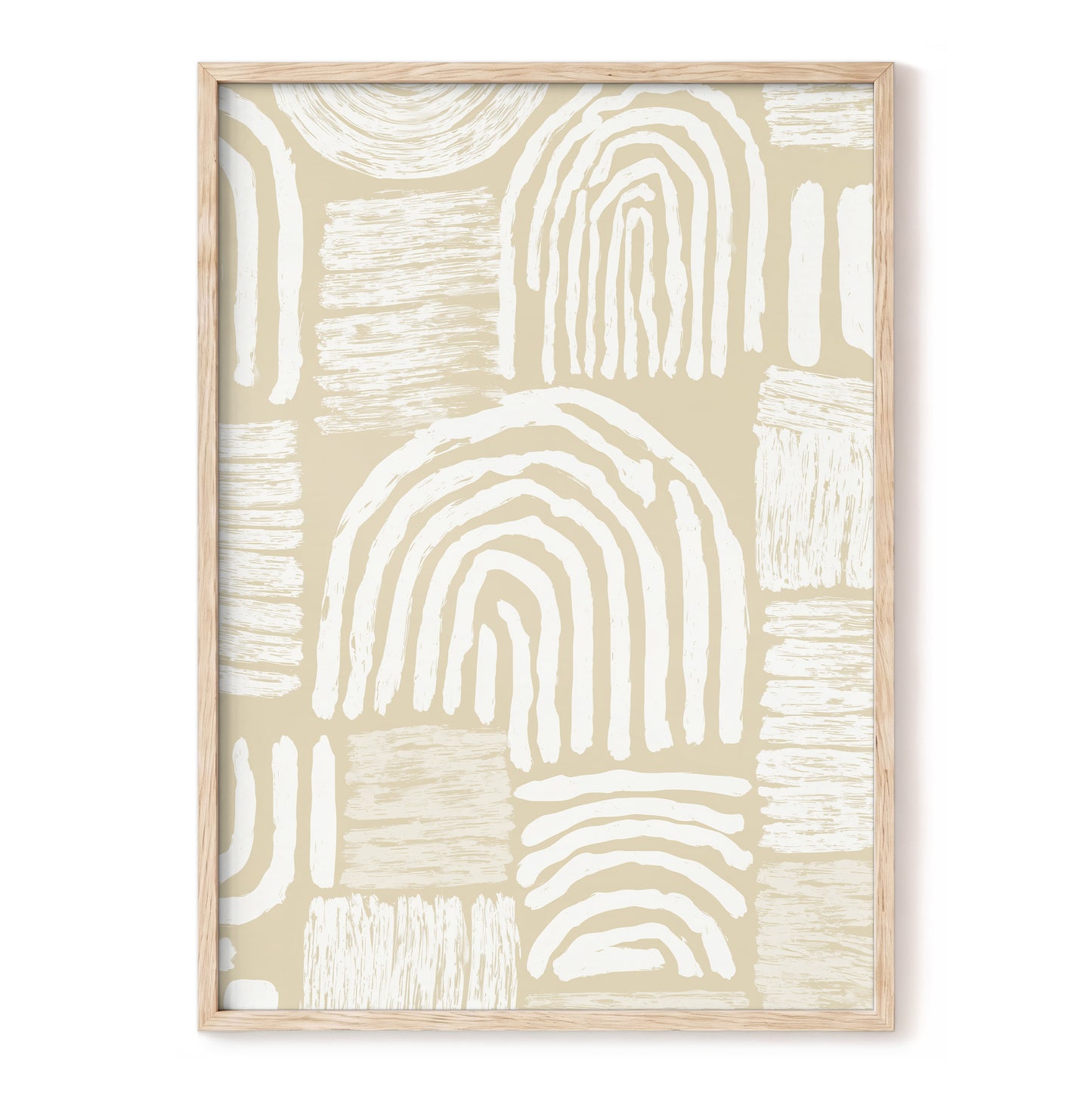 Neutral Beige Abstract Rainbow Wall Art
