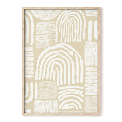 Neutral Beige Abstract Rainbow Wall Art
