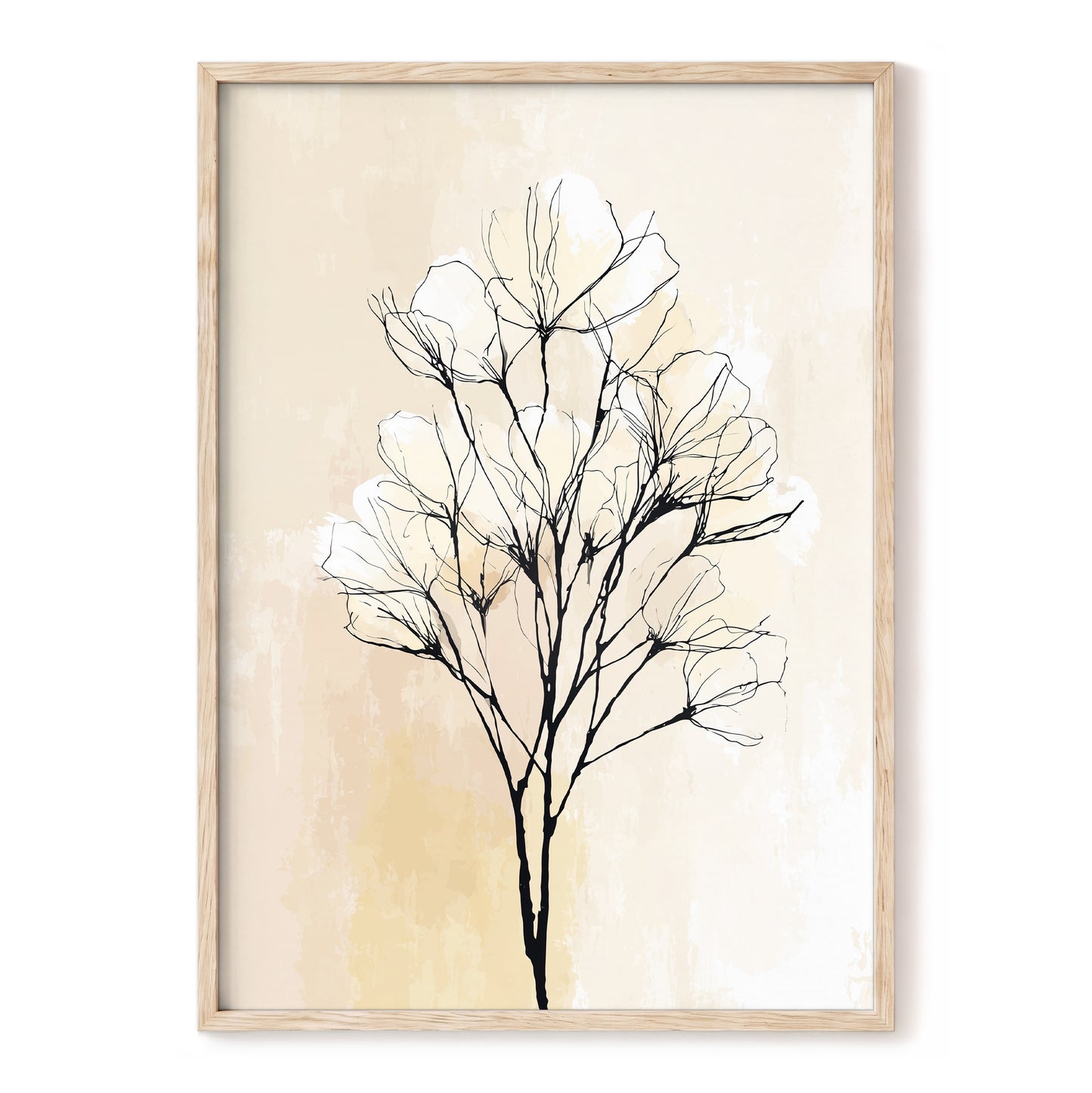 Neutral Cream Botanical Line Art Wall Art