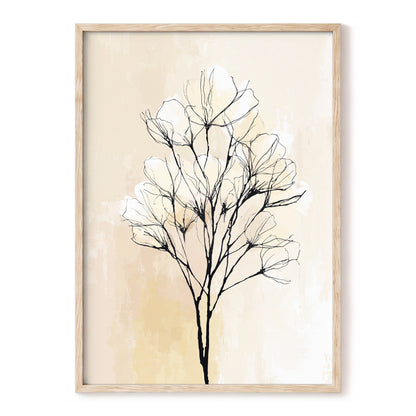 Neutral Cream Botanical Line Art Wall Art