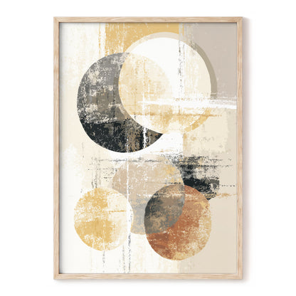 Black Gold Taupe Geometric Circle Abstract Art