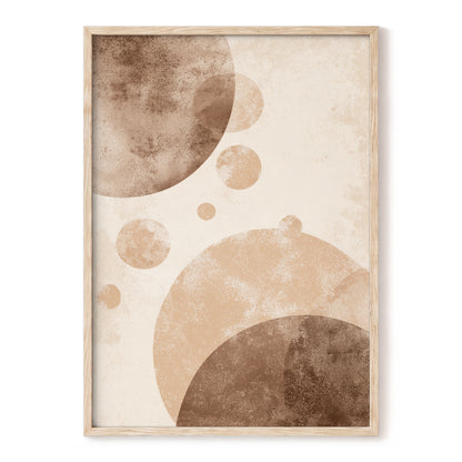 Neutral Brown Geometric Circles Abstract Wall Art