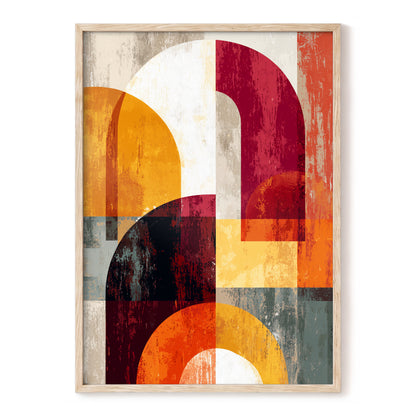 Retro Orange Burgundy Geometric Arch Abstract Art