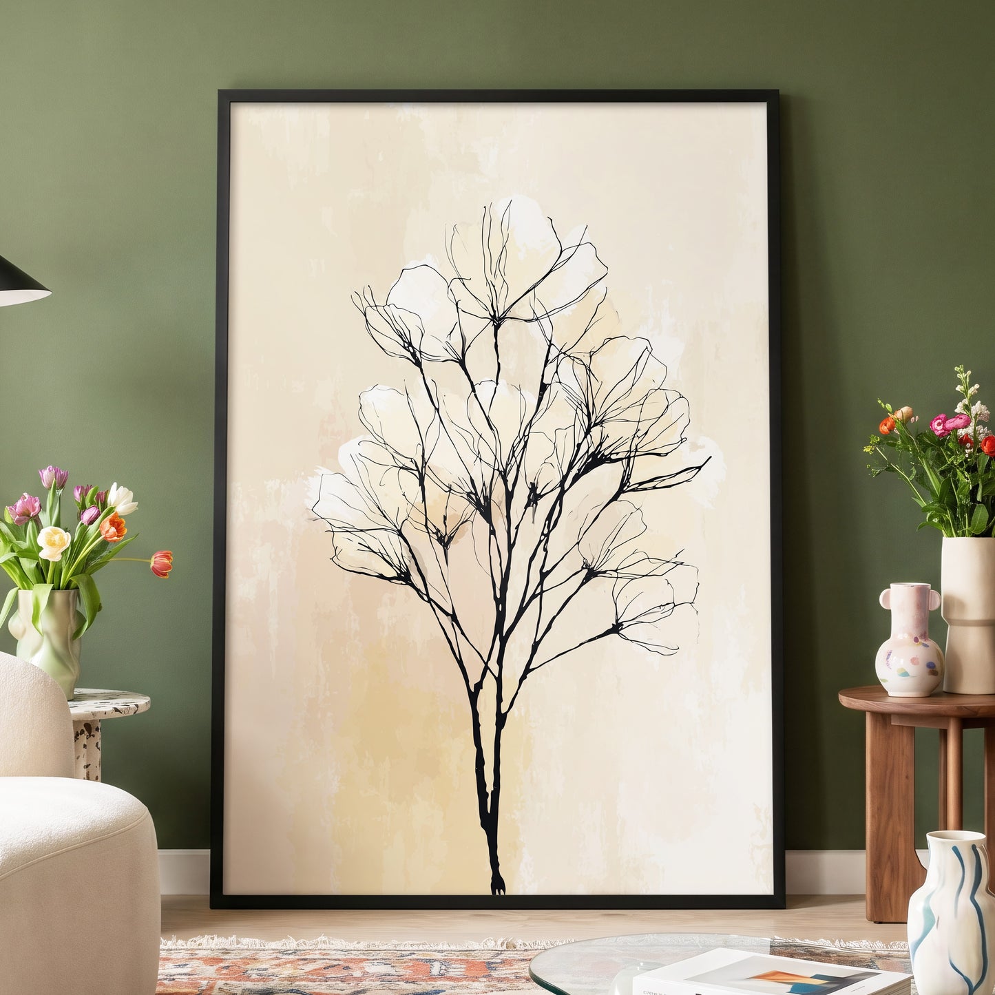Neutral Floral Line Art