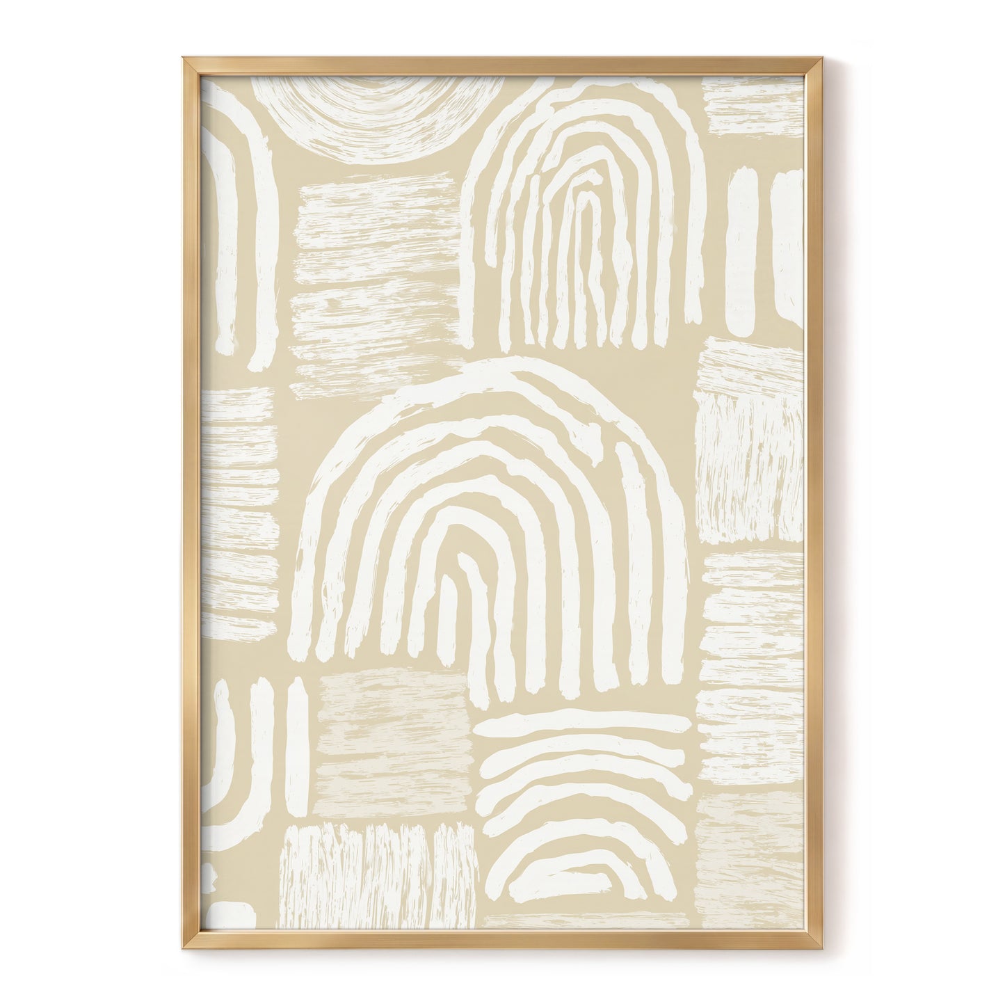 Neutral Beige Abstract Rainbow Wall Art