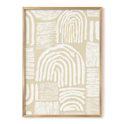 Neutral Beige Abstract Rainbow Wall Art