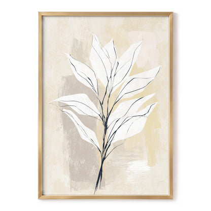 Ivory Beige Minimal Botanical Leaf Wall Art
