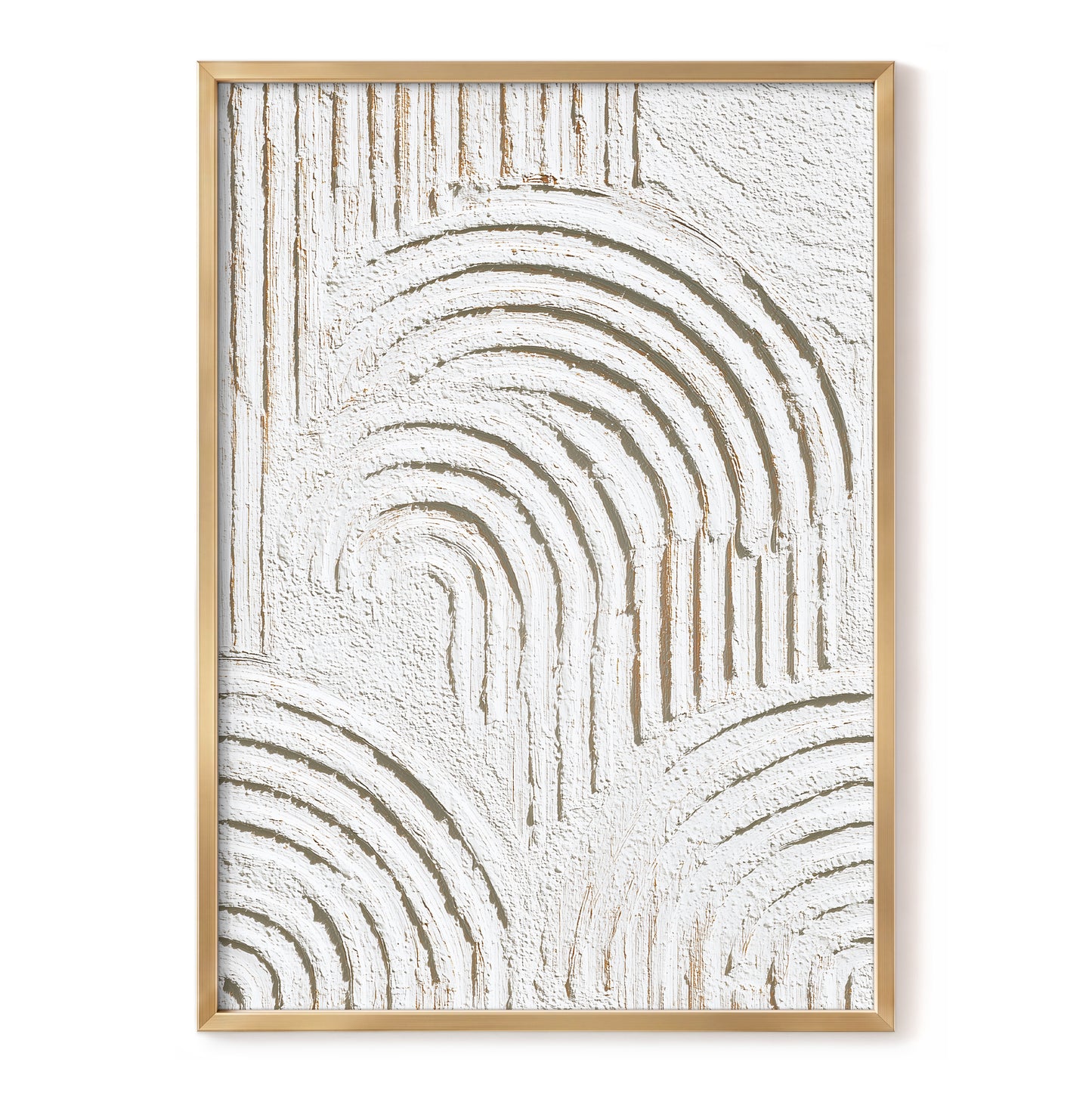 Ivory Beige Textured Rainbow Arch Abstract Art