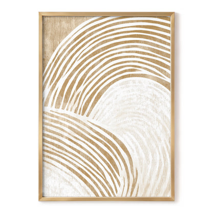 Warm Beige Abstract Curved Lines Wall Art