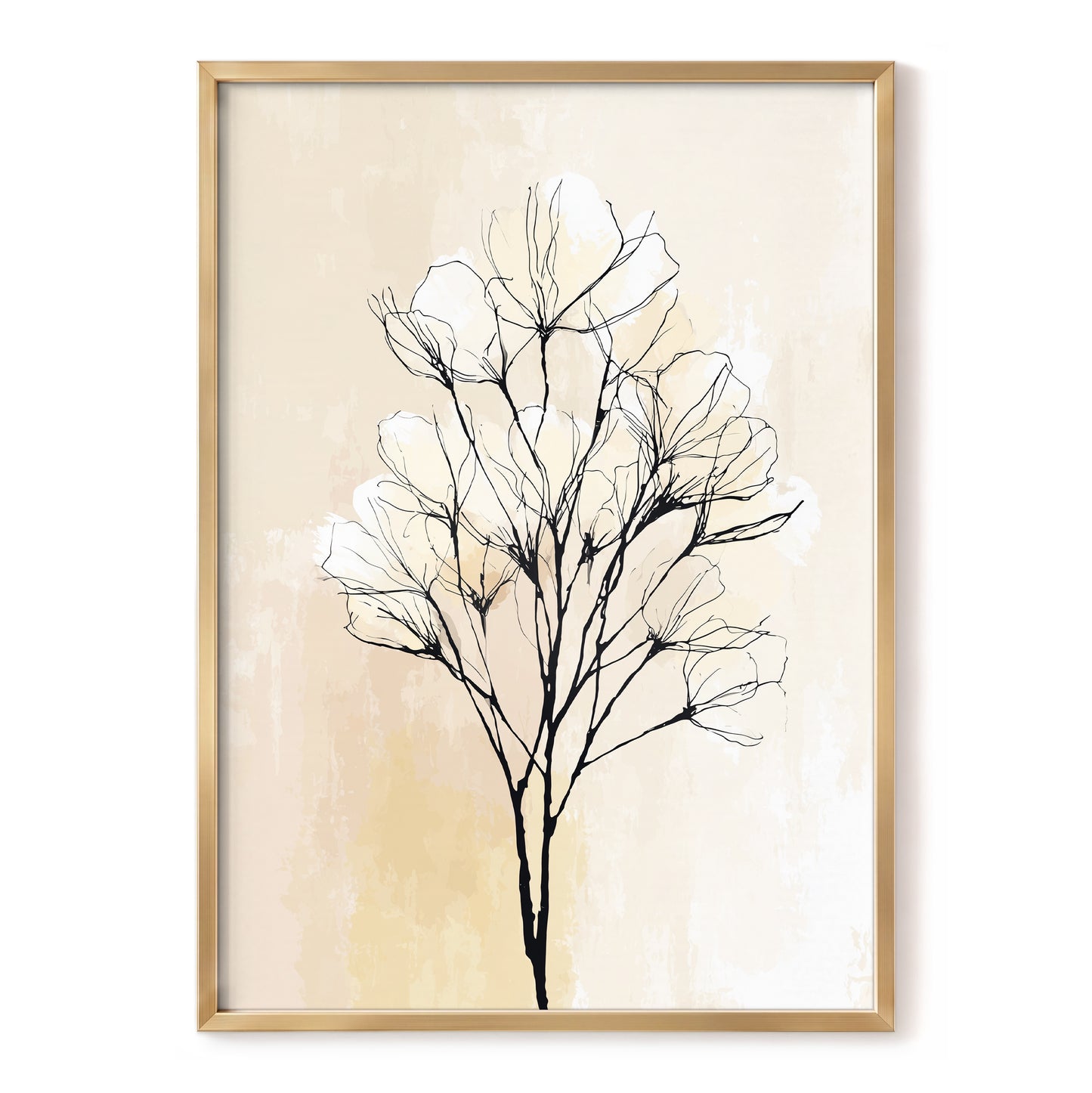 Neutral Cream Botanical Line Art Wall Art