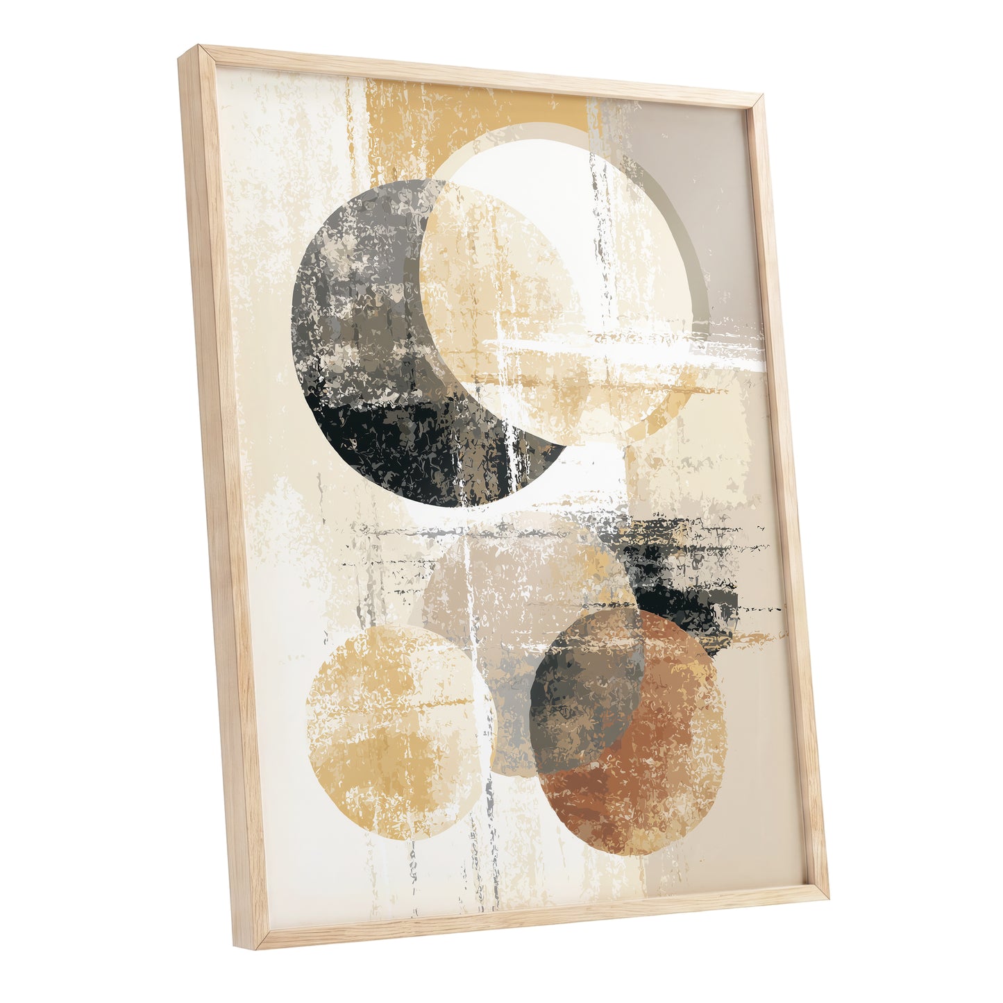 Black Gold Taupe Geometric Circle Abstract Art