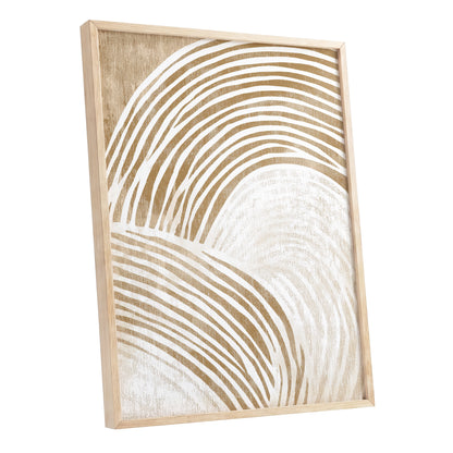 Warm Beige Abstract Curved Lines Wall Art