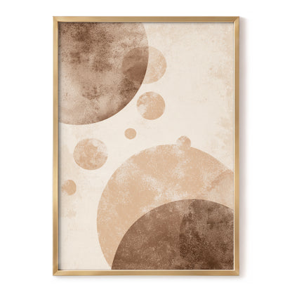 Neutral Brown Geometric Circles Abstract Wall Art