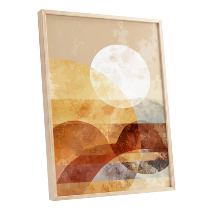 Golden Ochre Geometric Sunset Abstract Wall Art