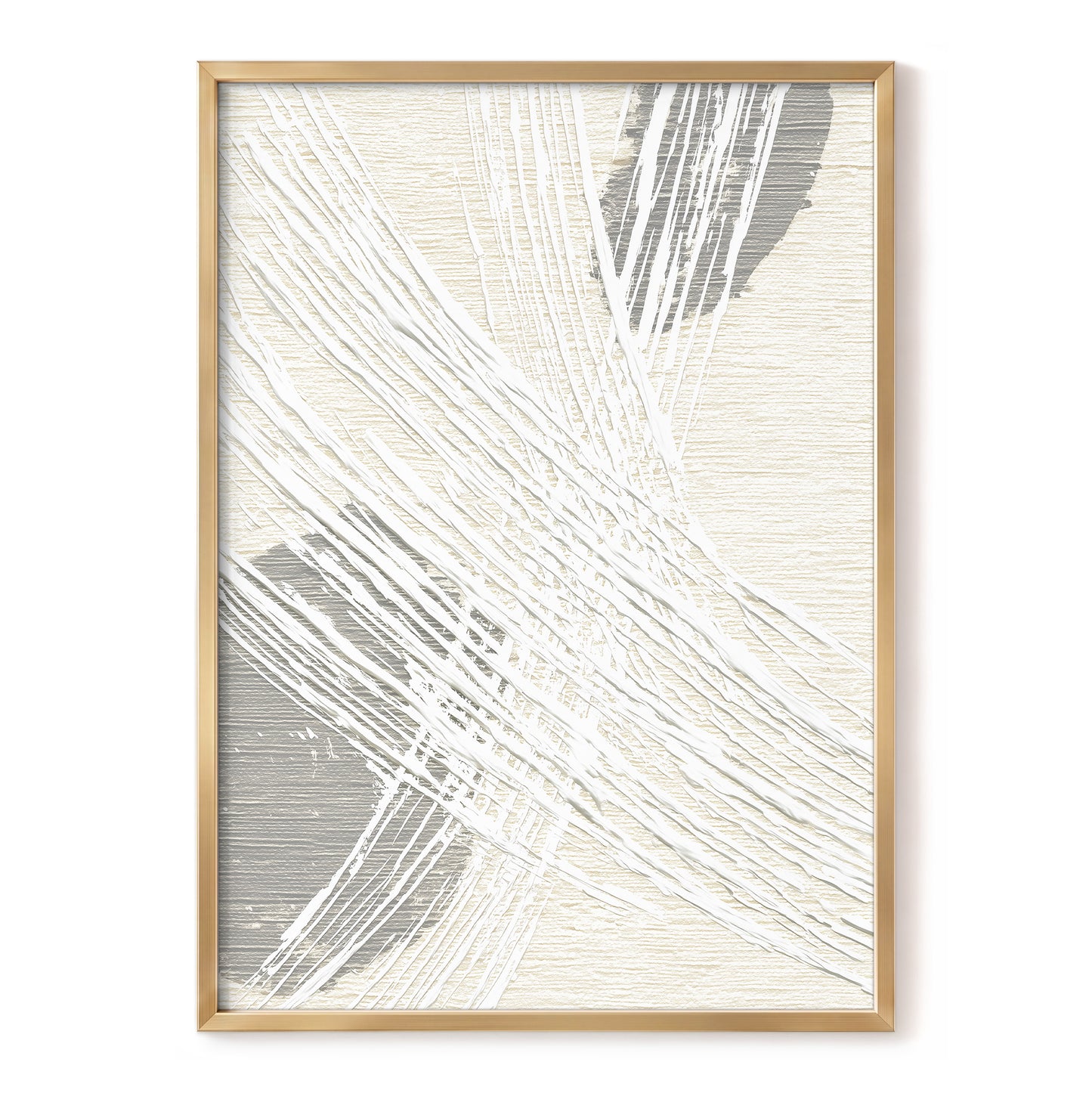 Ivory Gray Linear Palm Leaf Abstract Wall Art