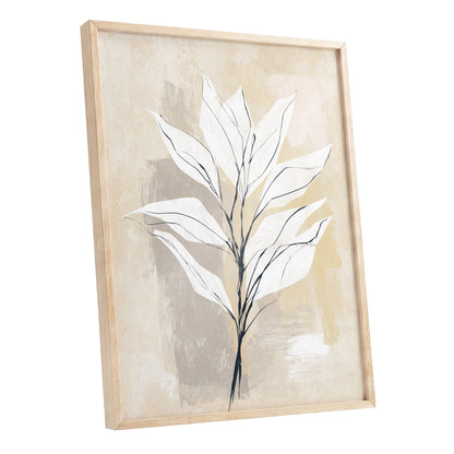 Ivory Beige Minimal Botanical Leaf Wall Art