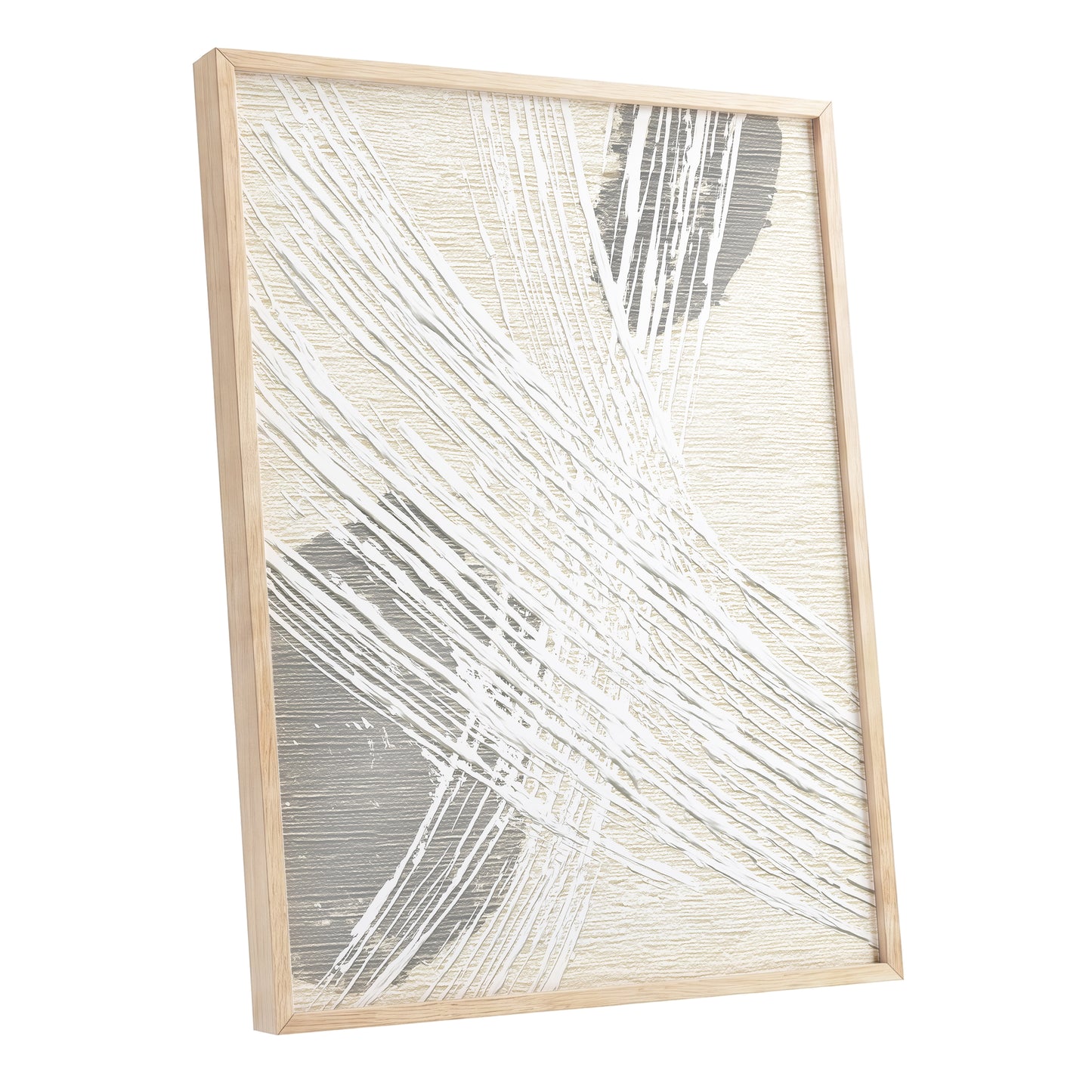 Ivory Gray Linear Palm Leaf Abstract Wall Art