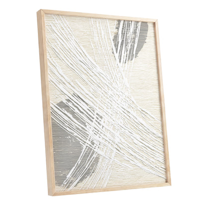 Ivory Gray Linear Palm Leaf Abstract Wall Art
