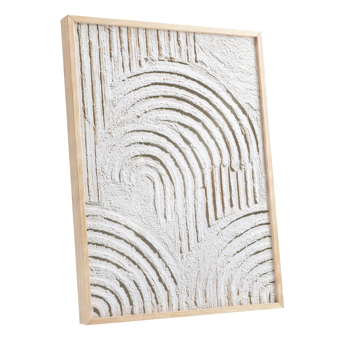 Ivory Beige Textured Rainbow Arch Abstract Art