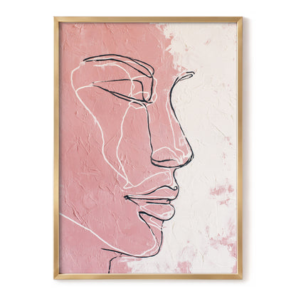 Blush Pink Abstract Woman Face Line Art