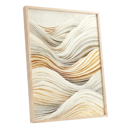 Ivory Beige Layered Abstract Wavy Line Art