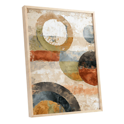 Rust Olive Blue Geometric Circle Abstract Art