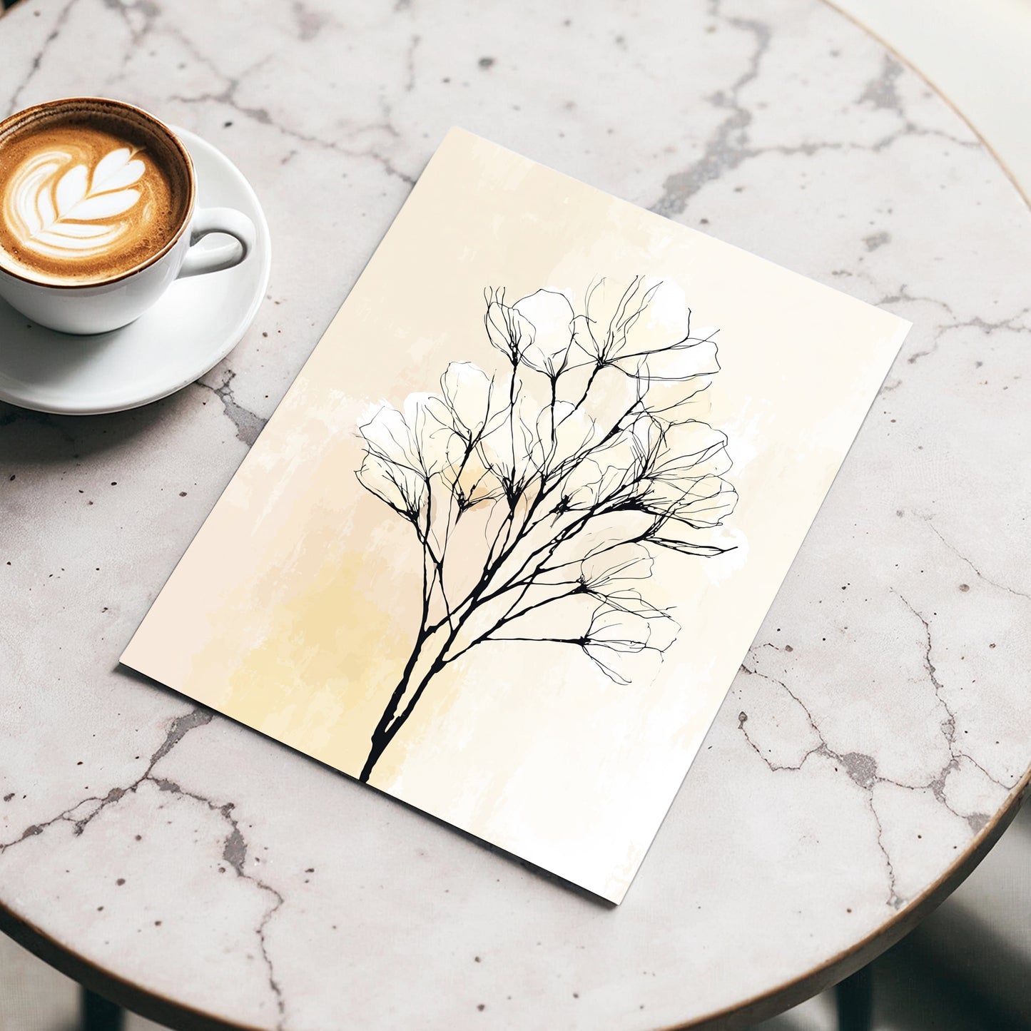 Neutral Floral Line Art