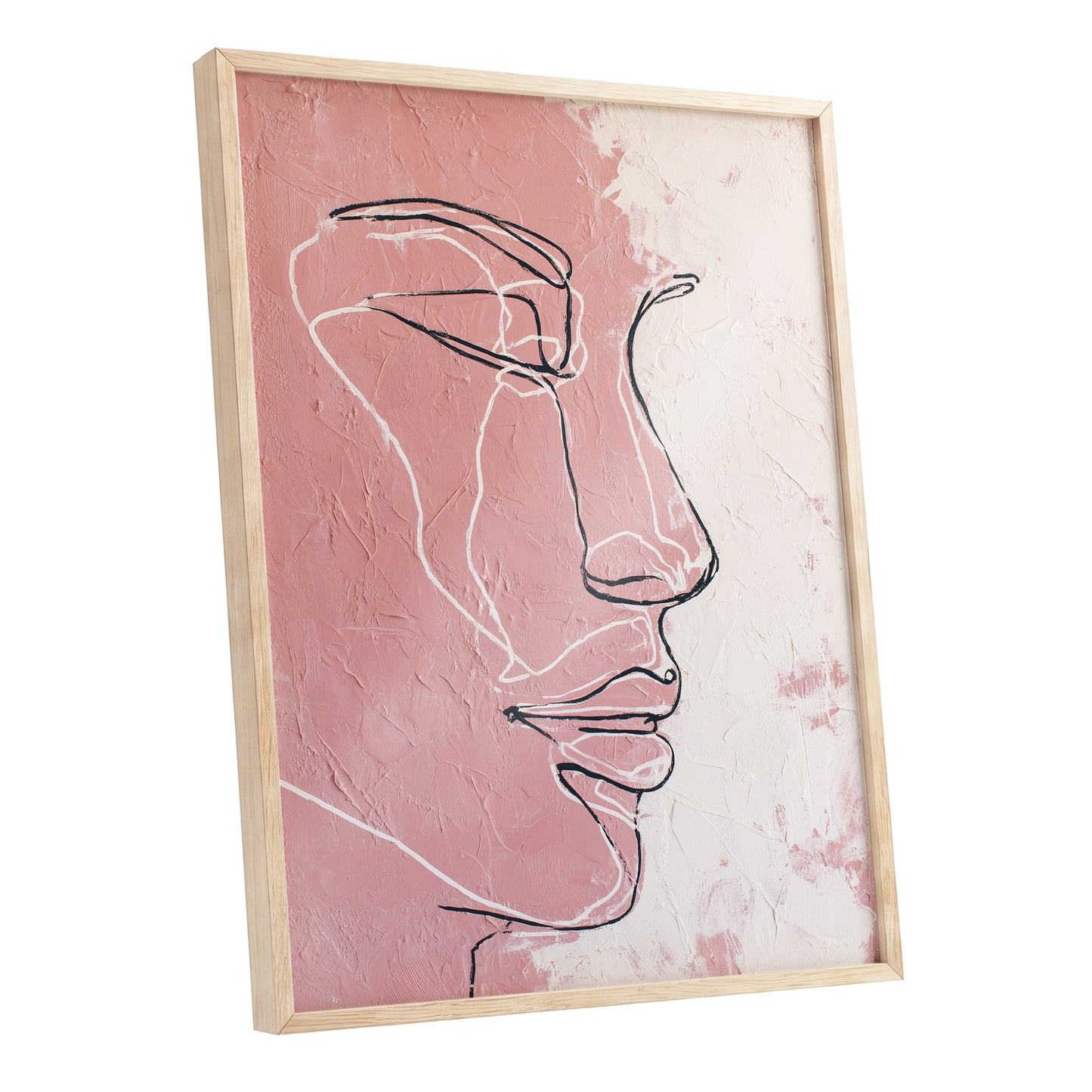 Blush Pink Abstract Woman Face Line Art