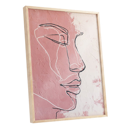 Blush Pink Abstract Woman Face Line Art