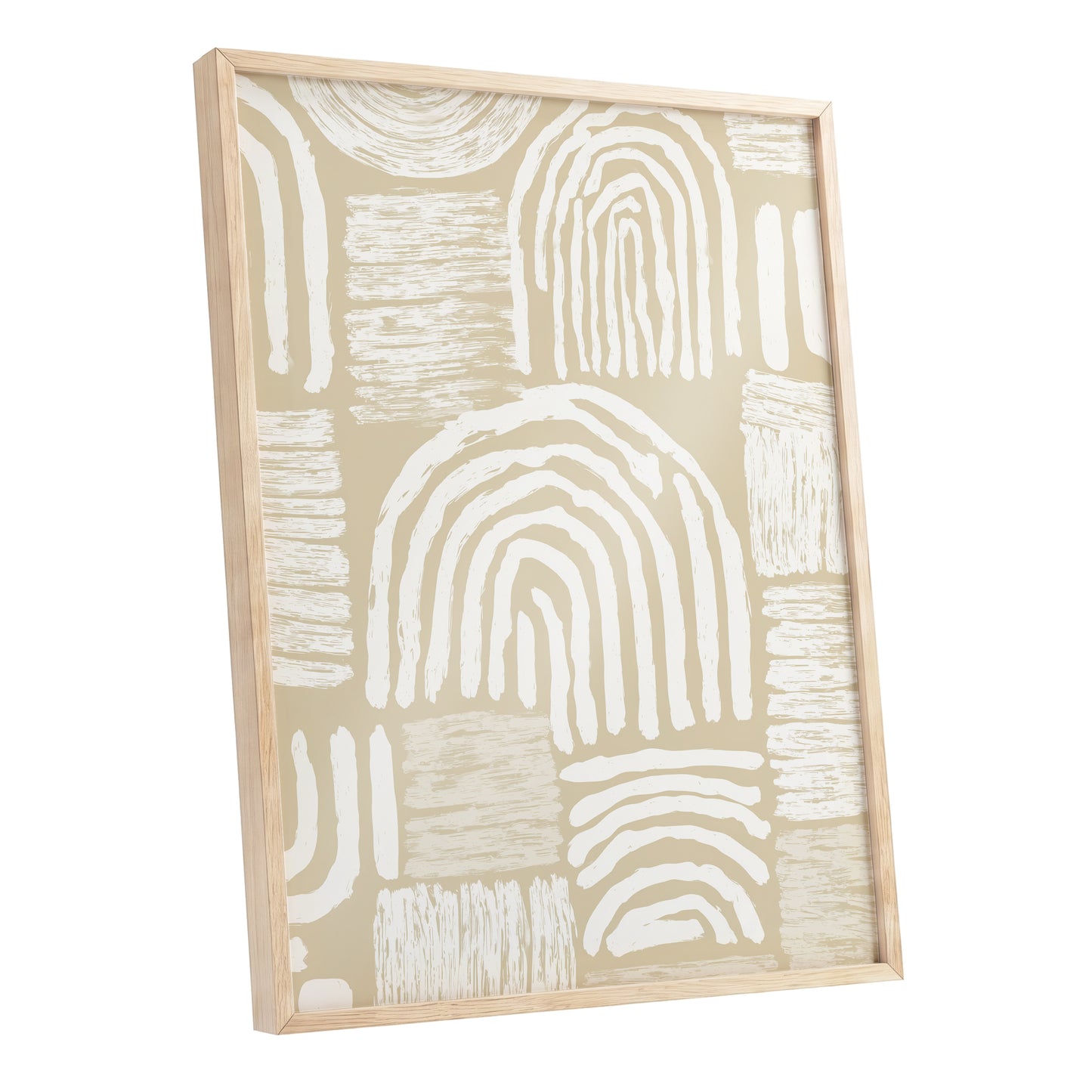 Neutral Beige Abstract Rainbow Wall Art