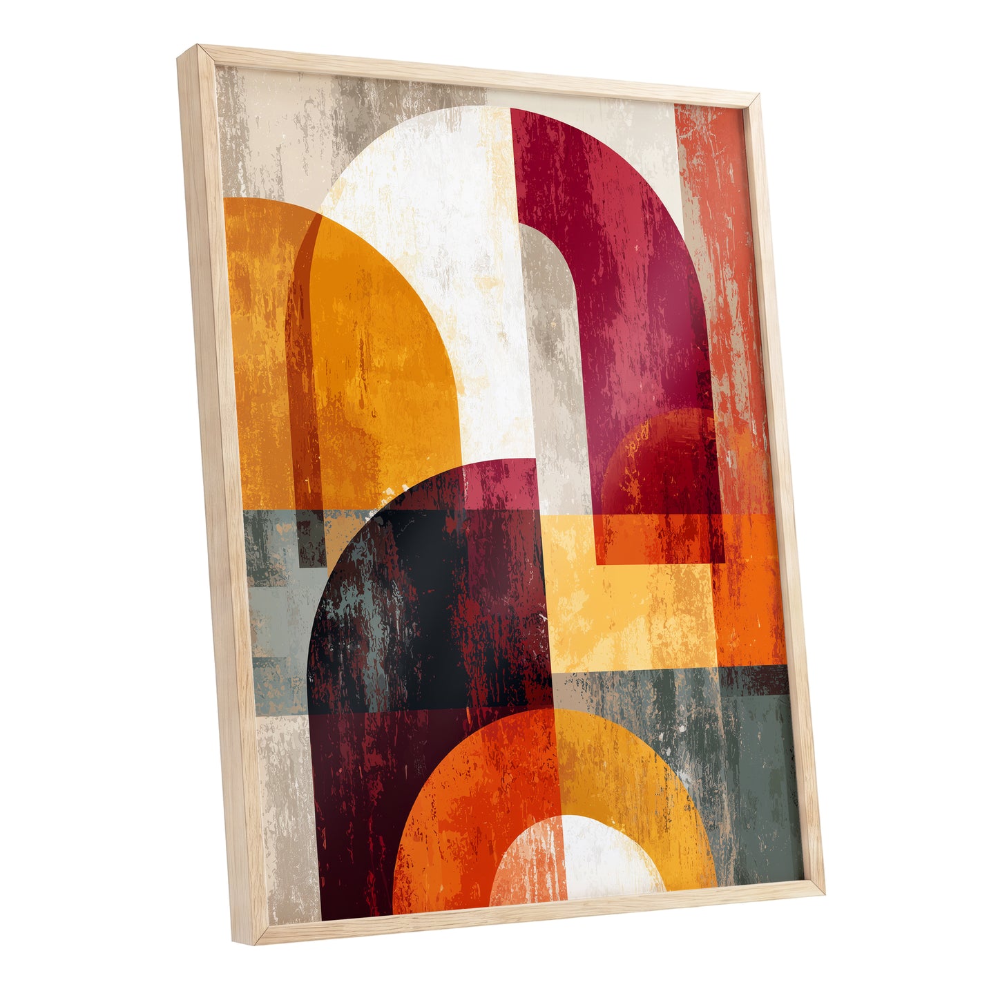 Retro Orange Burgundy Geometric Arch Abstract Art