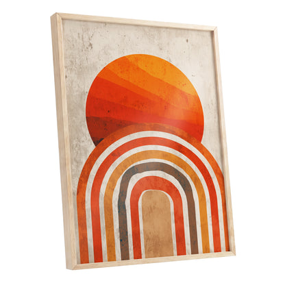 Retro Orange Sunset Rainbow Arch Abstract Art