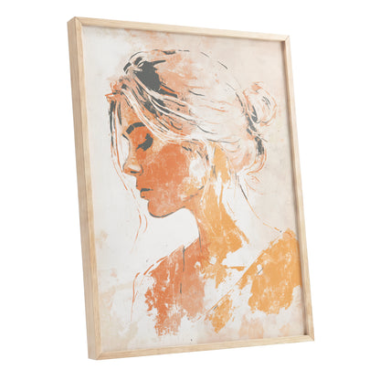 Orange Gold Abstract Woman Profile Portrait Art