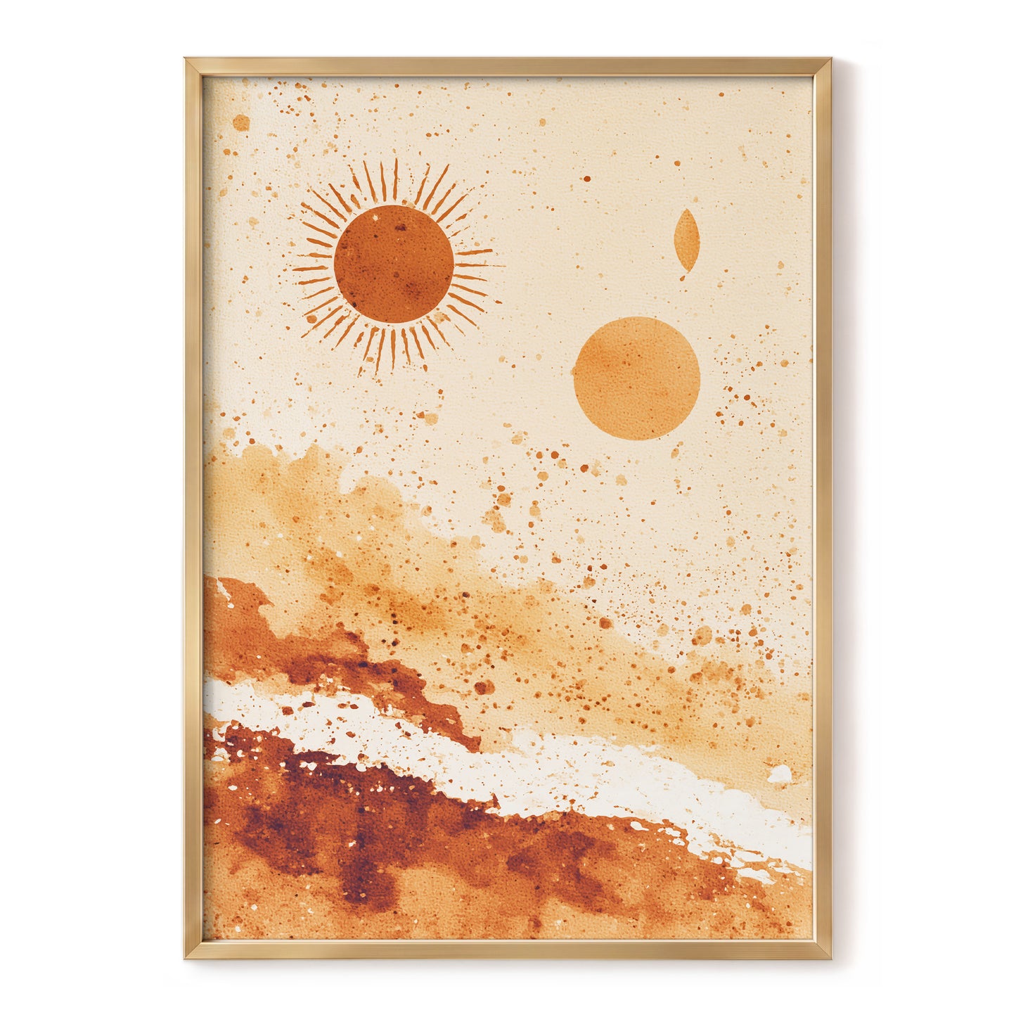 Burnt Orange Boho Sun Abstract Landscape Art