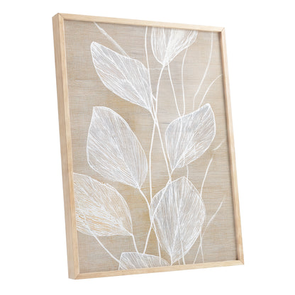 Beige White Botanical Leaf Line Art Print
