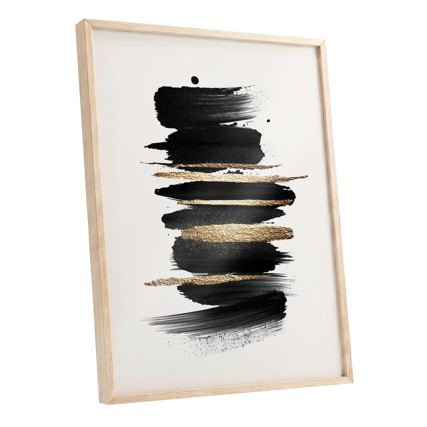 Black and Gold Abstract Brushstroke Wall Art