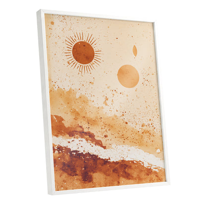 Burnt Orange Boho Sun Abstract Landscape Art