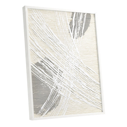 Ivory Gray Linear Palm Leaf Abstract Wall Art