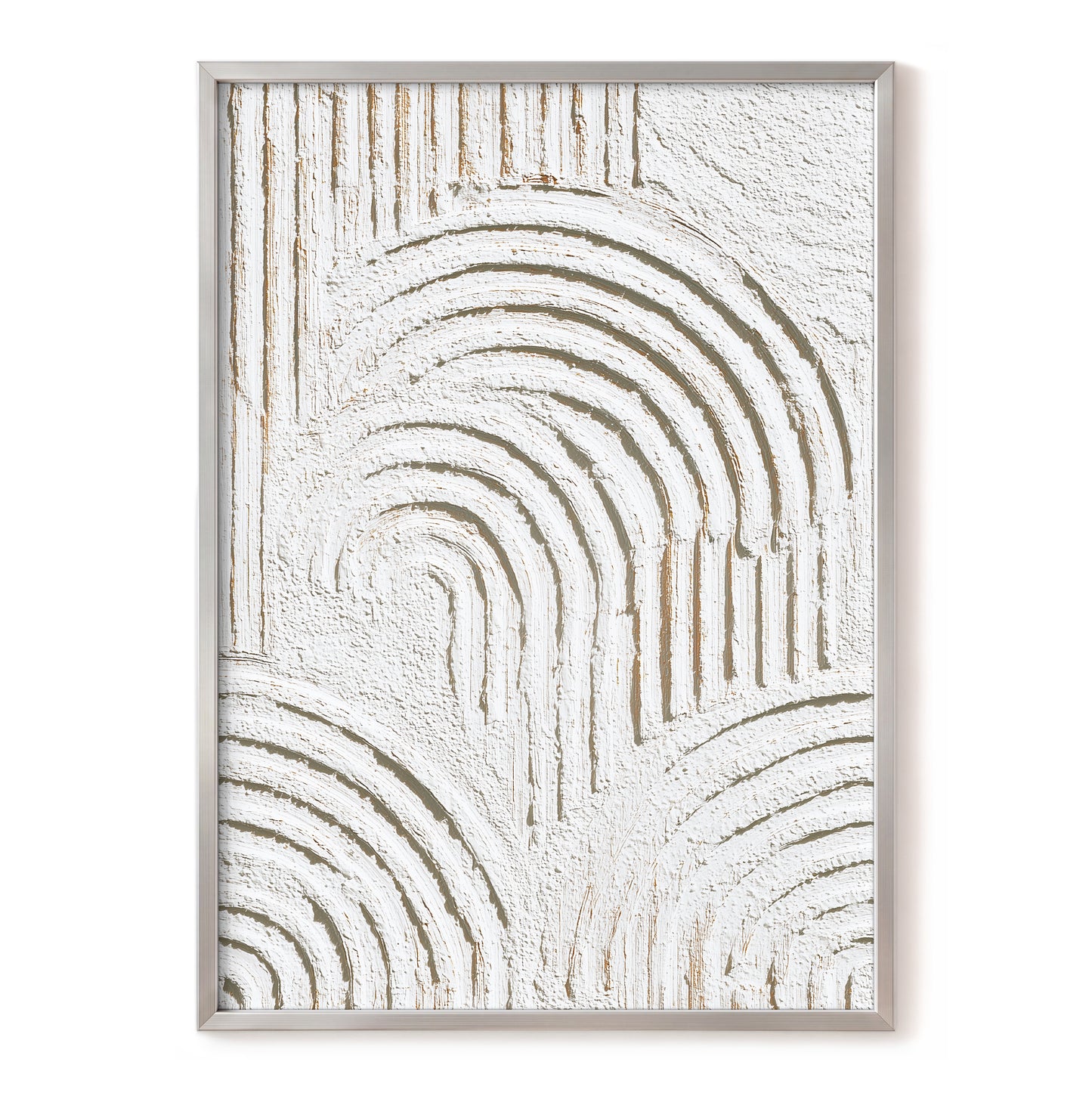 Ivory Beige Textured Rainbow Arch Abstract Art