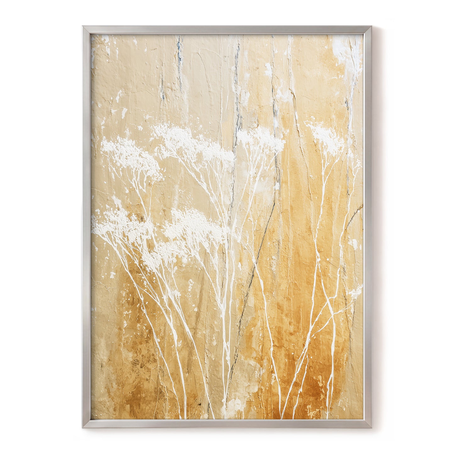 Warm Ochre Botanical Abstract Wall Art