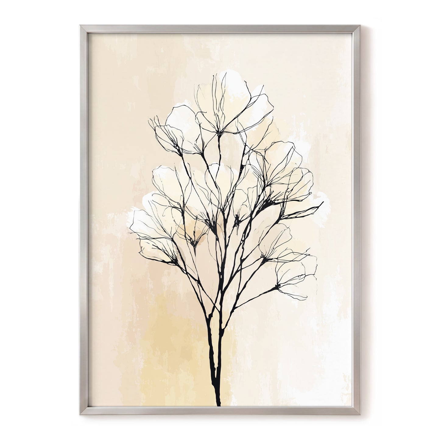 Neutral Cream Botanical Line Art Wall Art