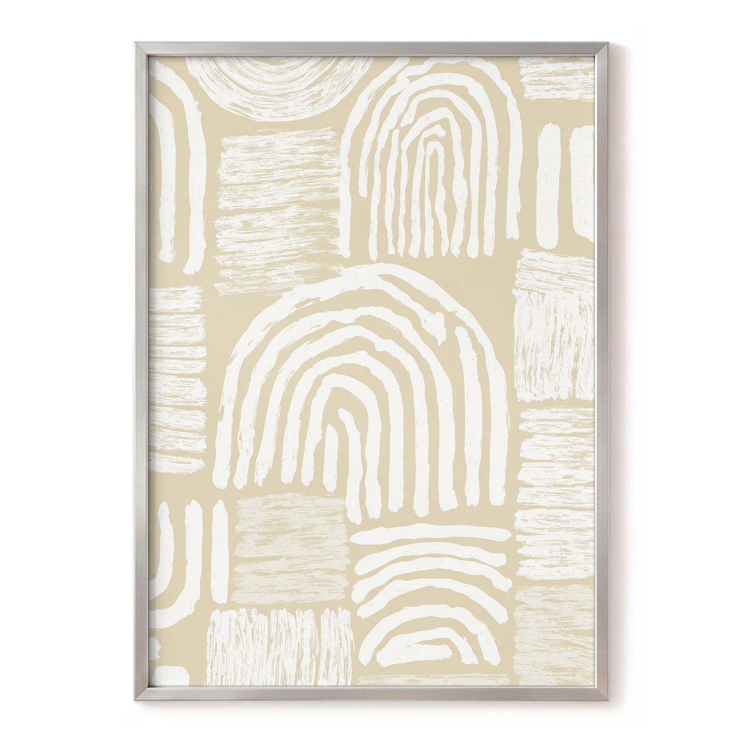 Neutral Beige Abstract Rainbow Wall Art