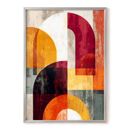 Retro Orange Burgundy Geometric Arch Abstract Art