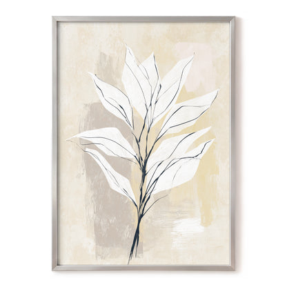 Ivory Beige Minimal Botanical Leaf Wall Art