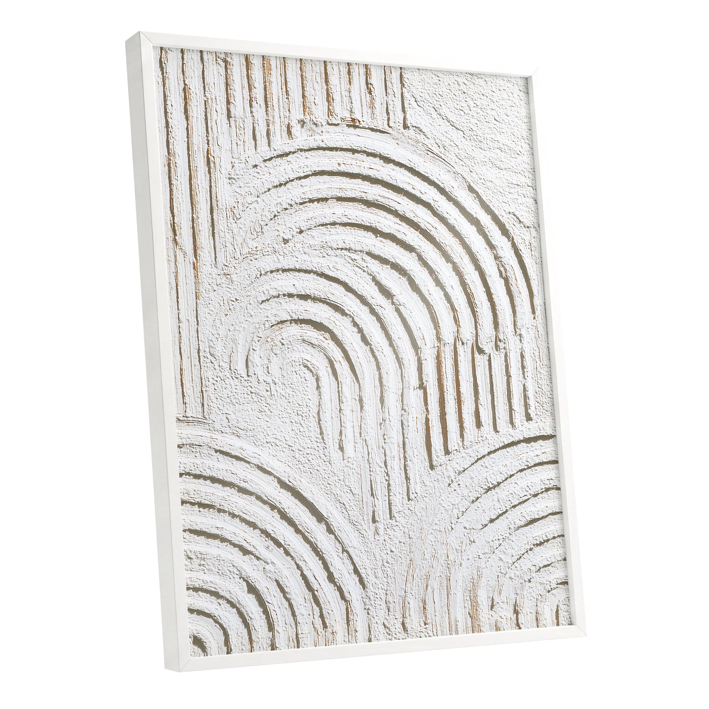 Ivory Beige Textured Rainbow Arch Abstract Art